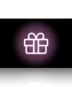 Webshop giftcard voor kruiden en specerijen, met gestileerde cadeau-illustratie op een zwarte achtergrond.