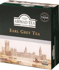 Ahmad Earl Grey 100 theezakjes verpakking, ideaal voor thee online bestellen en genieten van klassieke smaak.