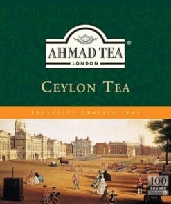 Verpakking van Ahmad Ceylon Tea, 100 theezakjes, ideale breakfast tea voor een heerlijke start van de dag.