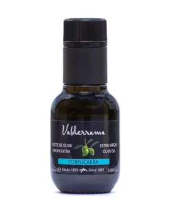 Klein flesje olijfolie Cornicabra 100ml, extra vierge olijfolie in donkere glazen verpakking.