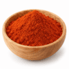 Rood Tabasco chilipoeder in houten kom